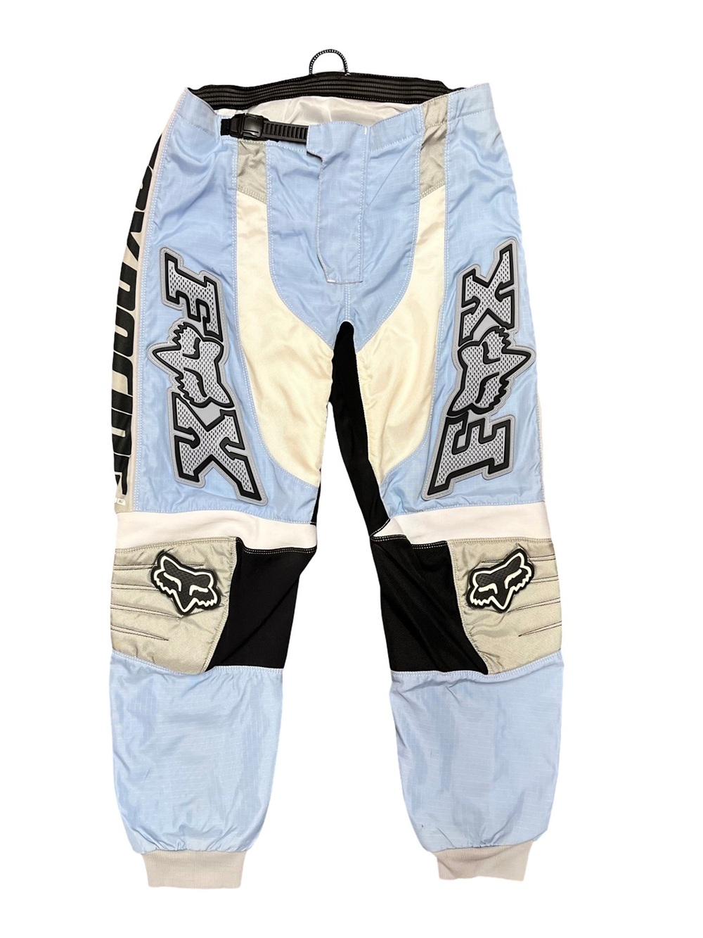 Vintage Fox Racing 180 Motocross Pants Size 9/10 Adjustable Belt Blue White